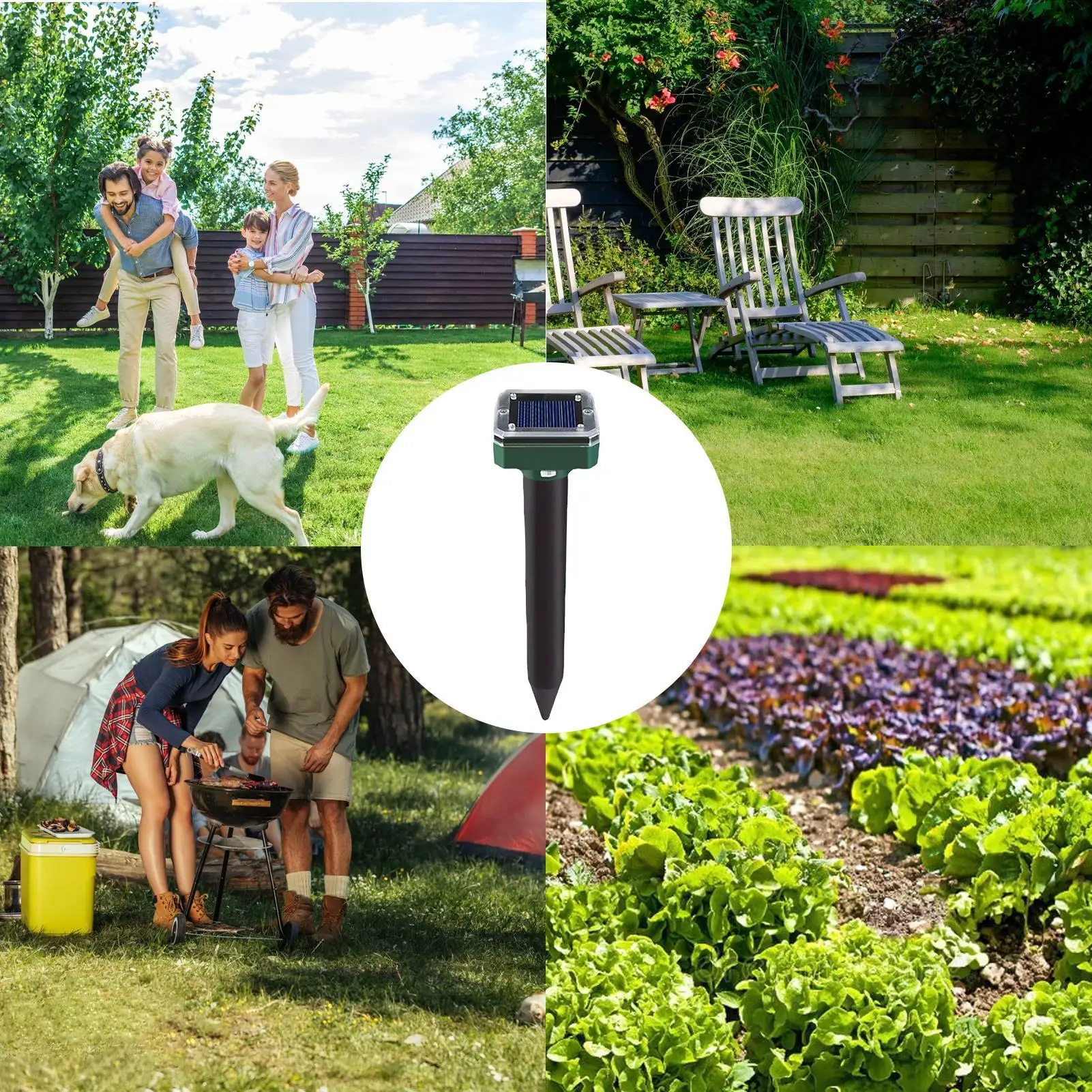Solar Powered Ultrasonic Mouse Mole Repeller Rodent DeterrentVibration Wave LED Lights For Yard Garden Park Farm Outdoor