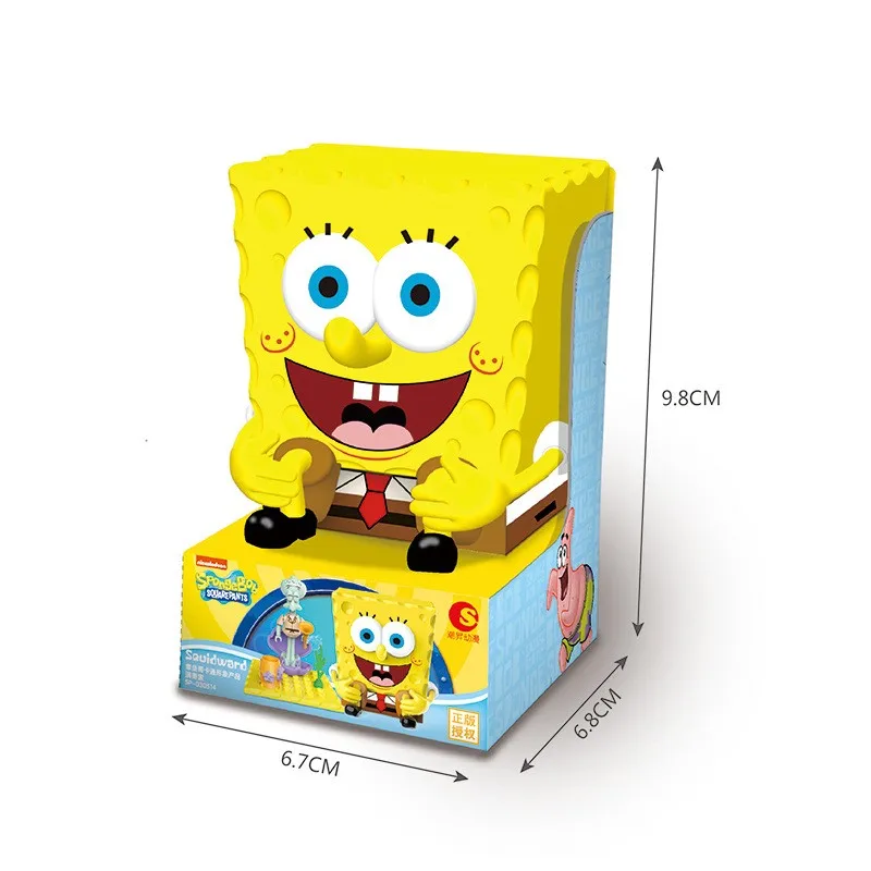 4 pièces Bob l'éponge pantalons carrés ananas maison crabe patron dessin animé poupée blocs de construction faits à la main poupée cadeau d'anniversaire pour enfants jouet
