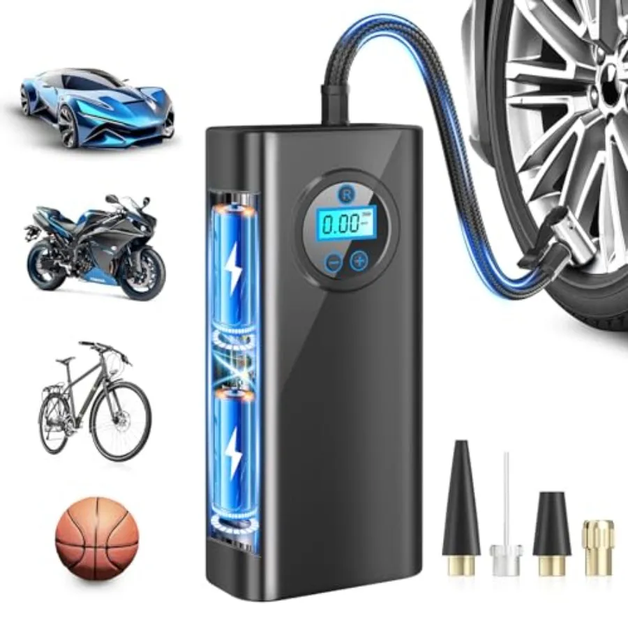 

Portable Air Compressor 150PSI Cordless Digital Tire Inflator for Car Bike Motorcycle Ball Black