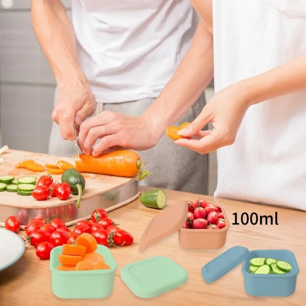 New Soft Silicone Ice Cube Mold Sealed Leak-proof Sauce Box with Lid Food Containers Freezer Trays for Summer