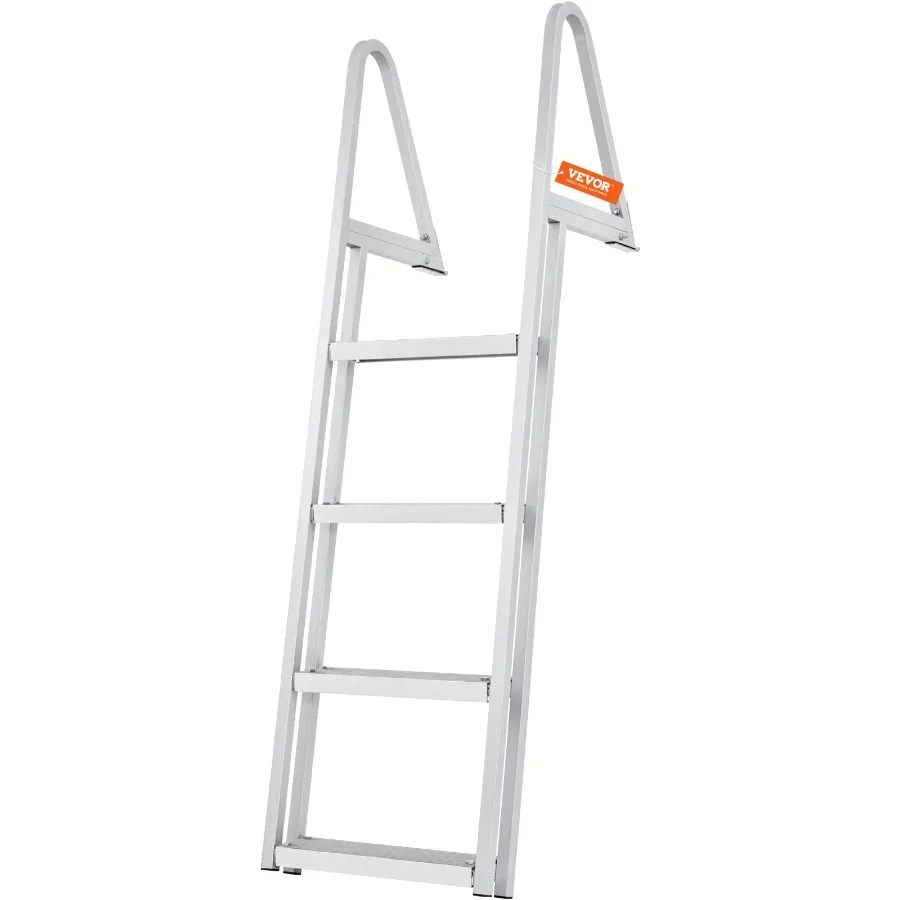 

Dock Ladder Removable Steps 350 lbs Load Capacity Aluminum Alloy Pontoon Boat Ladder with 4'' Wide Step and Nonslip Rubber Mat