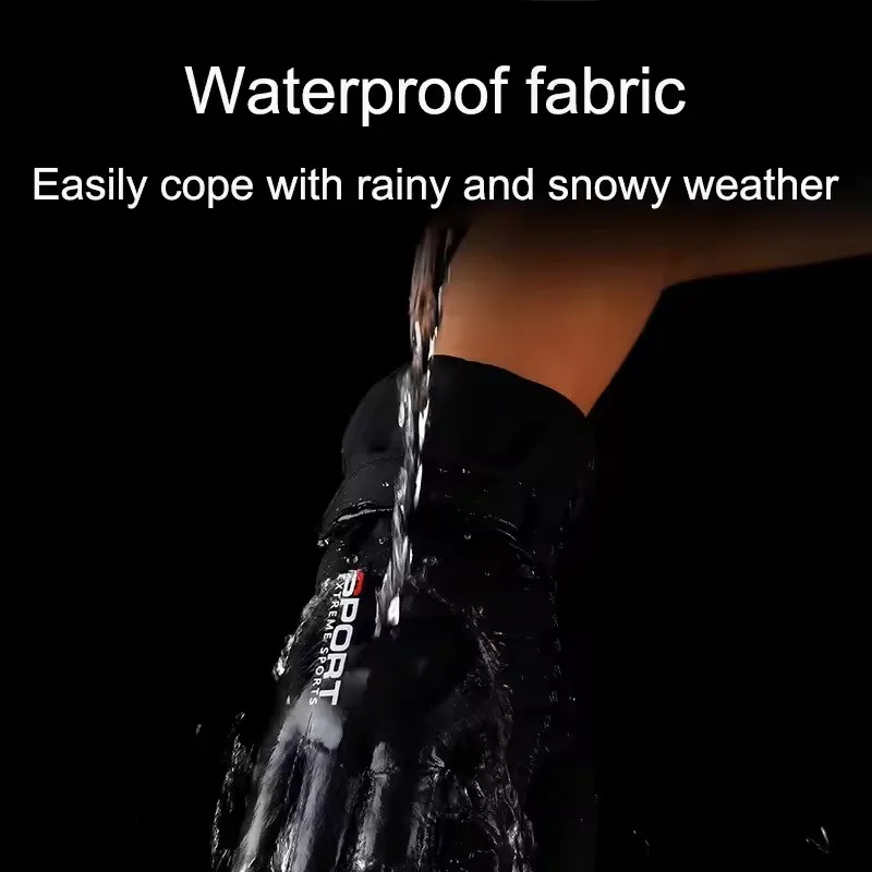 ベルベット断熱アウトドアスポーツグローブ男性用冬スキーハイキング防水タッチスクリーンフルフィンガーグローブオートバイ乗馬