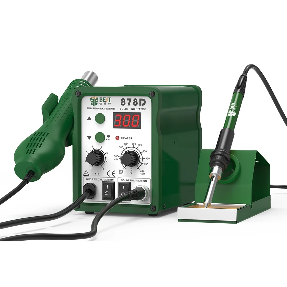 BST-878D US/EU Plug 110V/220V 750W Rework Soldering Station Thermoregulator Heat Gun Soldering Iron station digital