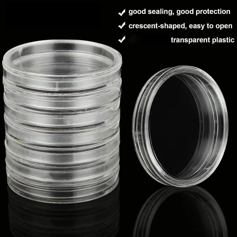 【ساخن】حاملات العملات المعدنية البلاستيكية 30 مم، لوازم جمع العملات المعدنية مع حشية حماية الرغوة (17/20/25/27/30 مم) - 6 عبوات