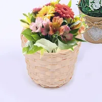 1pcs New Handmade Bamboo Garden Flower Pot Wicker Basket Straw Patchwork Wicker Rattan Seagrass Storage Organizer Nursery Pots