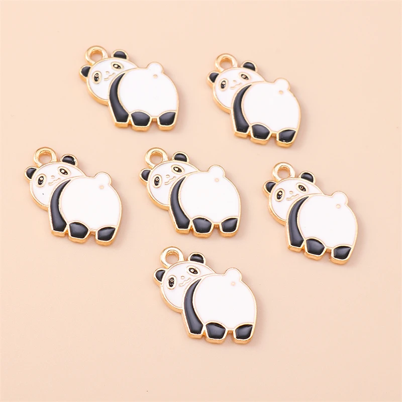 20pcs 19x16mm Cartoon Animal Charms Enamel Panda Charms Pendants for Making Necklaces Earrings DIY Crafts Jewelry Accessories