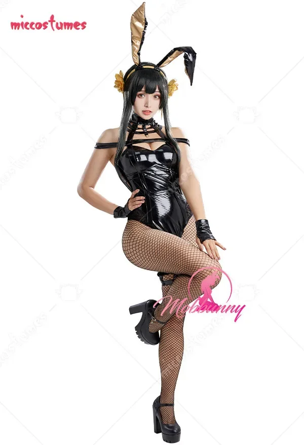 Women's Bunny  Costume Sexy Lingerie Deep V Bodysuit with Headband and Gloves