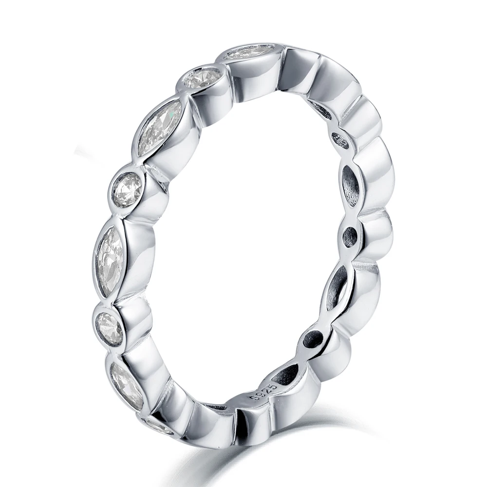 

Sun Star TL-365 Custom Design 925 Sterling Silver Bezel Set 3A Cubic Zircon Full Eternity Ring Marquise for Woman