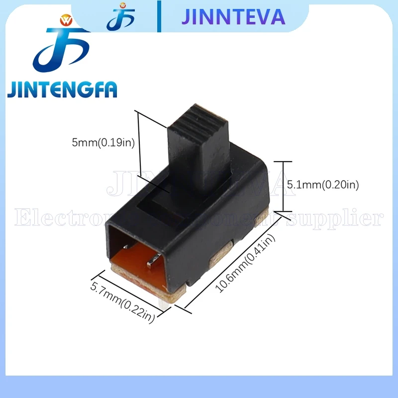 50PCS/Lot SS12F17 Toggle Switch 3 Pin 2 Files SS12F17G5 Handle High 5mm Slide Switch DIP 1P2T Toy Power Switch