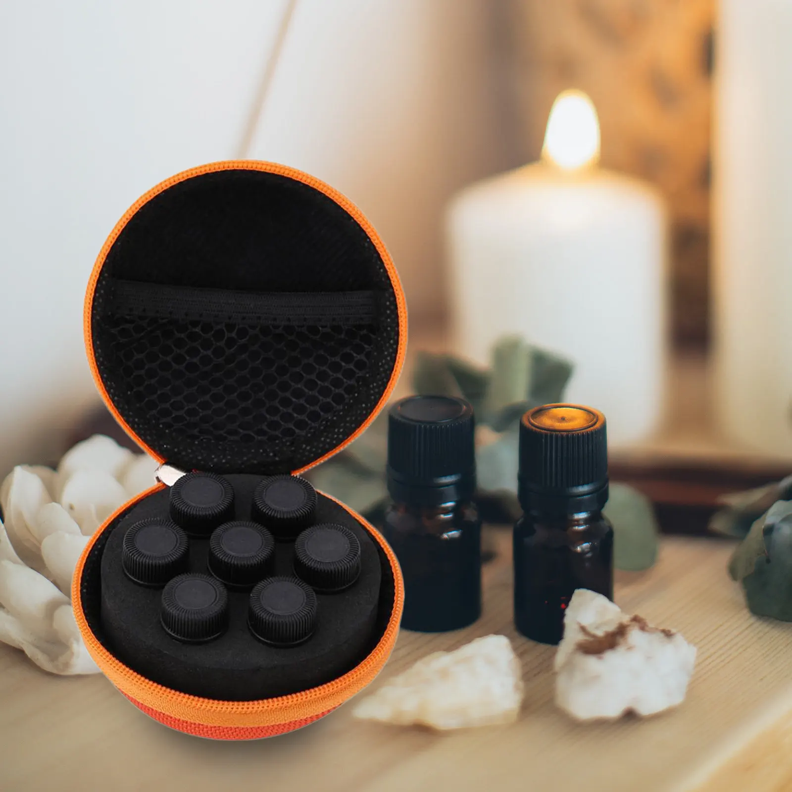 

2 шт. сумки для хранения эфирных масел, круглой формы, большой вместимости, на молнии, с толстым защитным дном, вмещают 7 флаконов по 1-2 мл, для путешествий