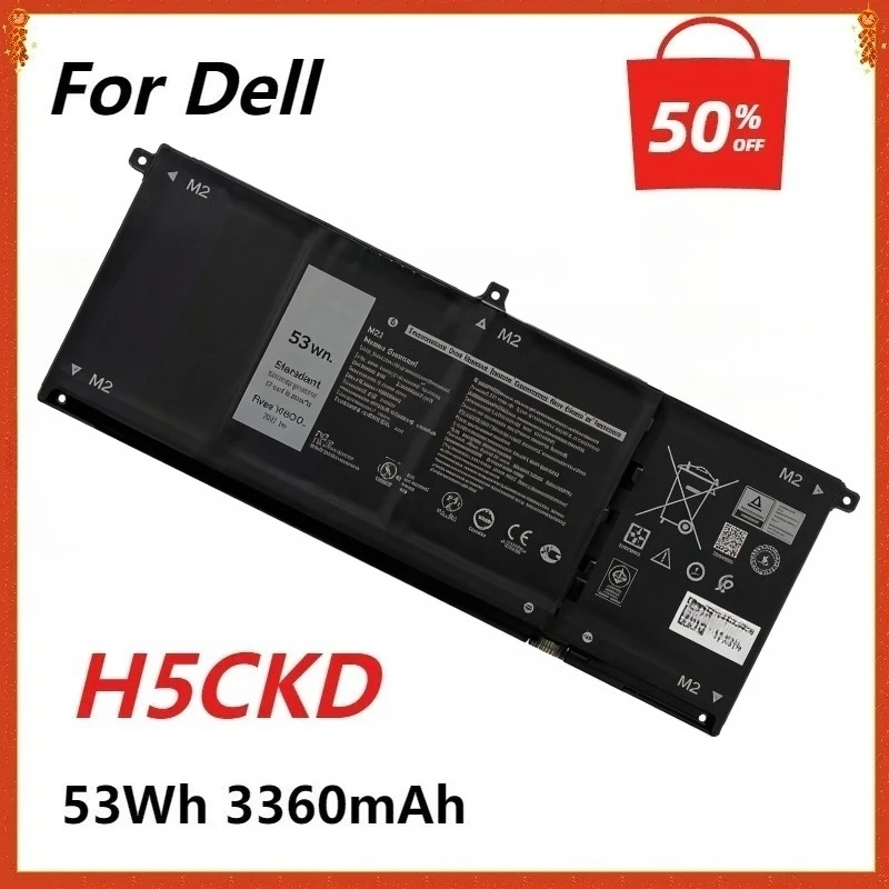 New H5CKD Laptop Battery for Dell Inspiron 5502 5409 5505 5400 2-IN-1 7506 3410 3510 9077G P129G P102F 5401 5509 5408 53WH