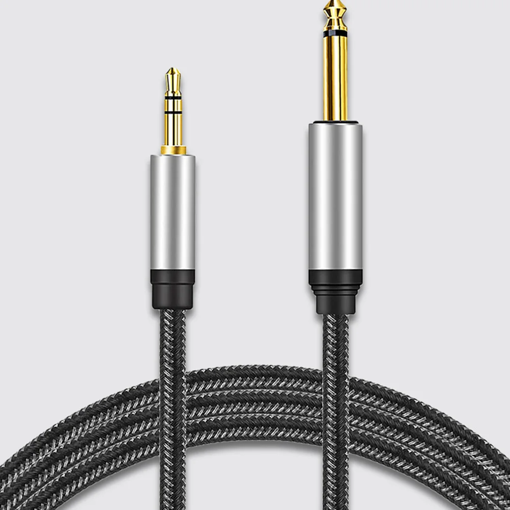 Cabo de áudio estéreo macho para macho banhado a ouro, 3.5mm 6.5mm para misturadores de guitarra 1/8 a 1/4 cabo auxiliar durável resistente ao desgaste