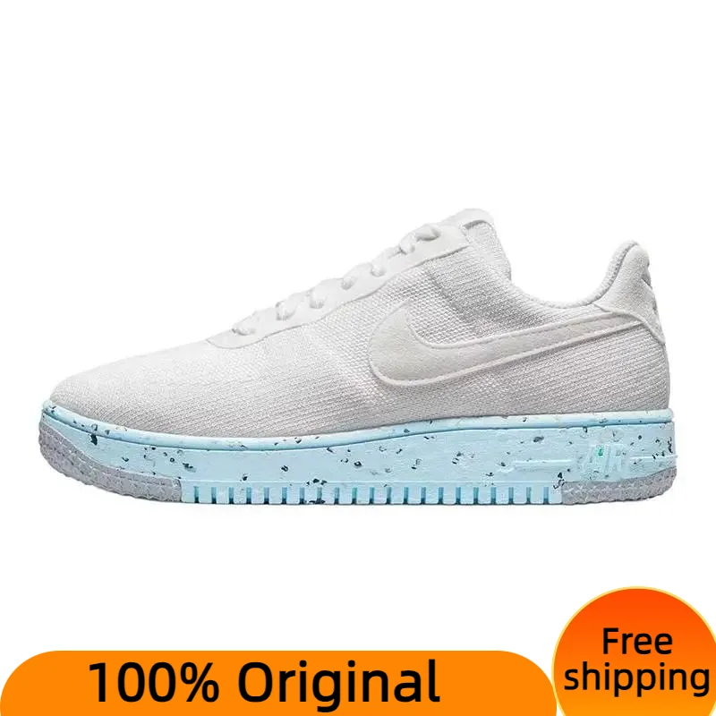 

Женские кроссовки Nike Air Force 1 Low Crater Flyknit, белые, ледяные, голубые