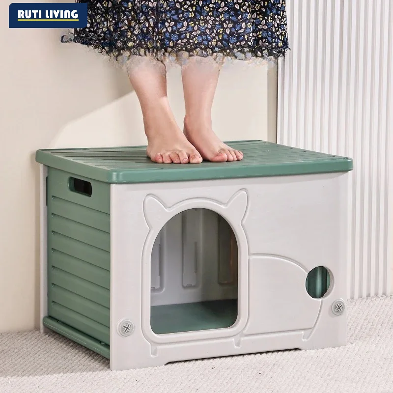 Plastic 4-Season Cat Bed Easy-to-clean Dog House Detachable Semi-enclosed Arched Cat House Windproof Outdoor Cat Shelter view 5