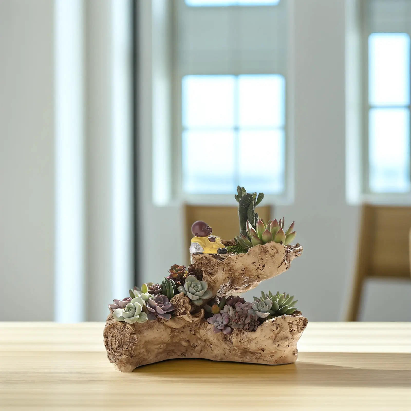 

Многослойный цветочный горшок из смолы с 3 отделениями, имитирующий витой корягой, для суккулентов, декоративный, для дома и улицы