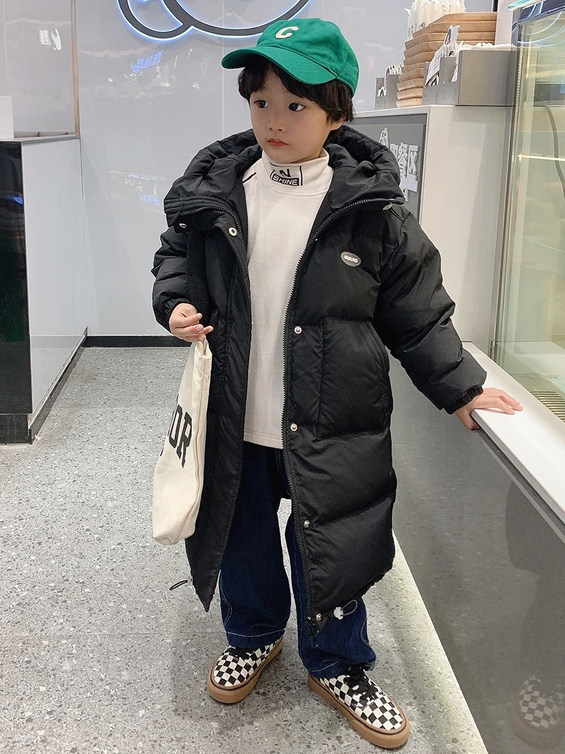 2024 Thicken Warm Children Girl Winter Jacket Hooded X-Long Down Jacket For Girl 3-14 Years Boy Outerwear Coat Kids Parka Outfit