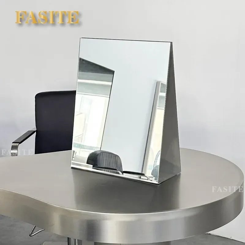 For Hair Barber Shop Stainless Steel Hairdressing Mirror Table Mobile Haircut Perm Dyeing Station Convenient Styling