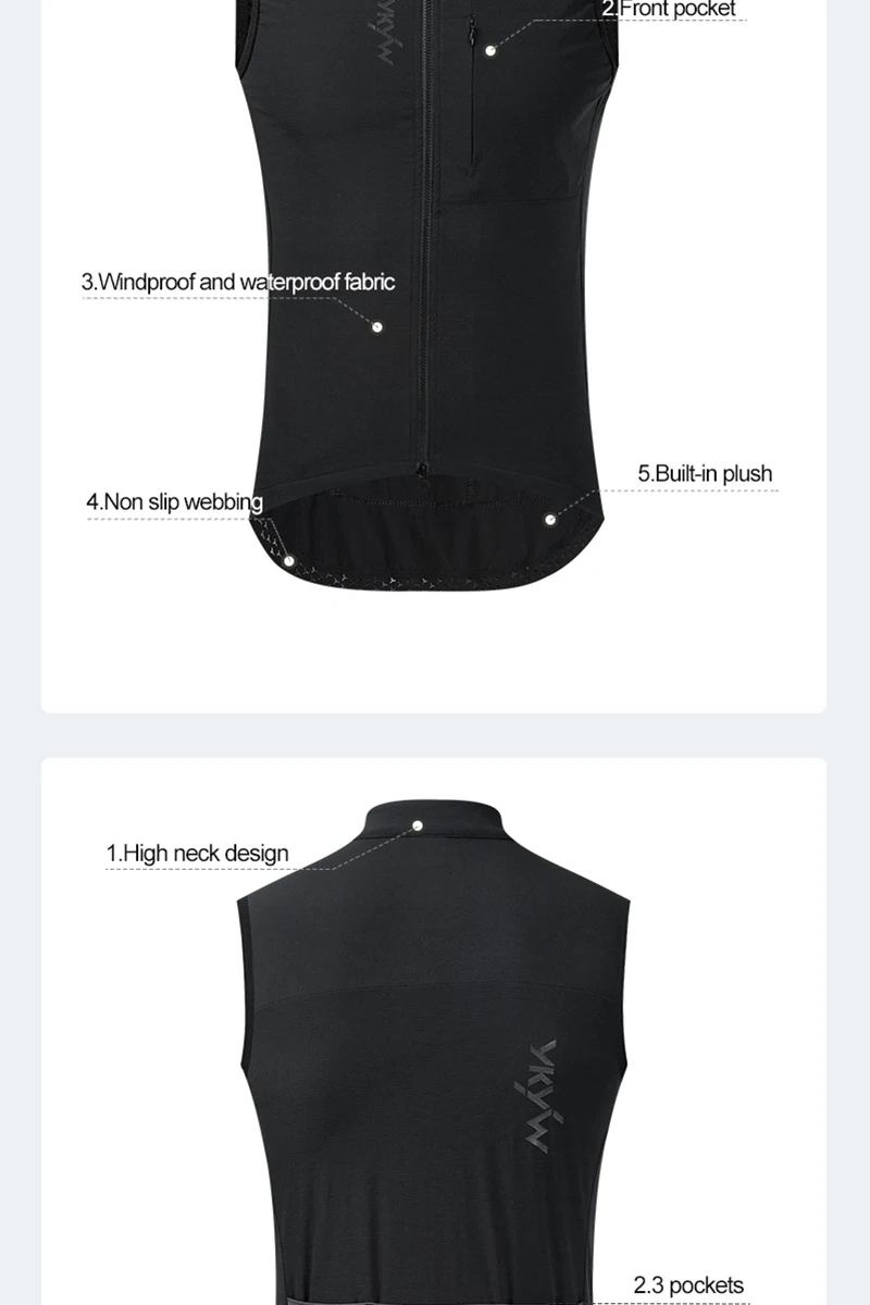 YKYWBIKE Herren Fahrradweste Winter Herbst Wasserdicht Winddicht Fahrrad Thermo Windjacke Rennrad Gilet MTB Fahrradbekleidung – Detail 10