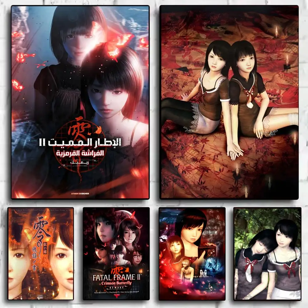 Póster de F-Fatal Frame Il con diseño de mariposa roja, arte de pared moderno, buena pegatina impresa en papel PP para decoración de café, el mejor regalo