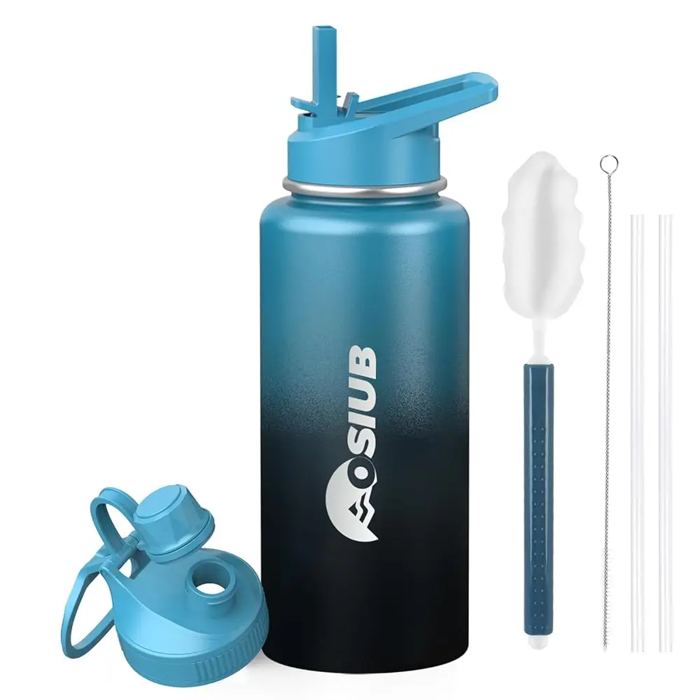 

Термос для воды 32 унции, из нержавеющей стали с тройными стенками (сохраняет холод до 48 часов), герметичный, без BPA, простой и стильный дизайн.