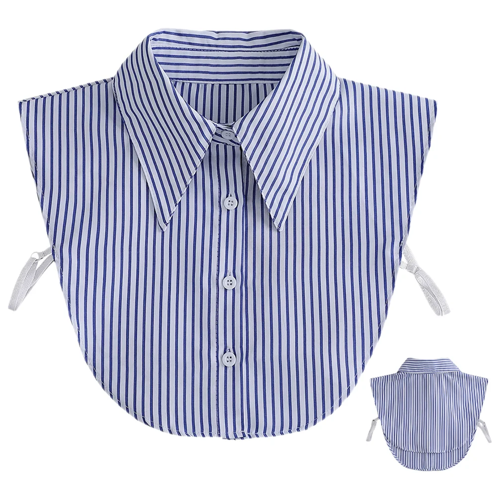 

Chambray Shirt Blouse Button up Shirts Chiffon Fashionable Fake Collar All-match Stripe