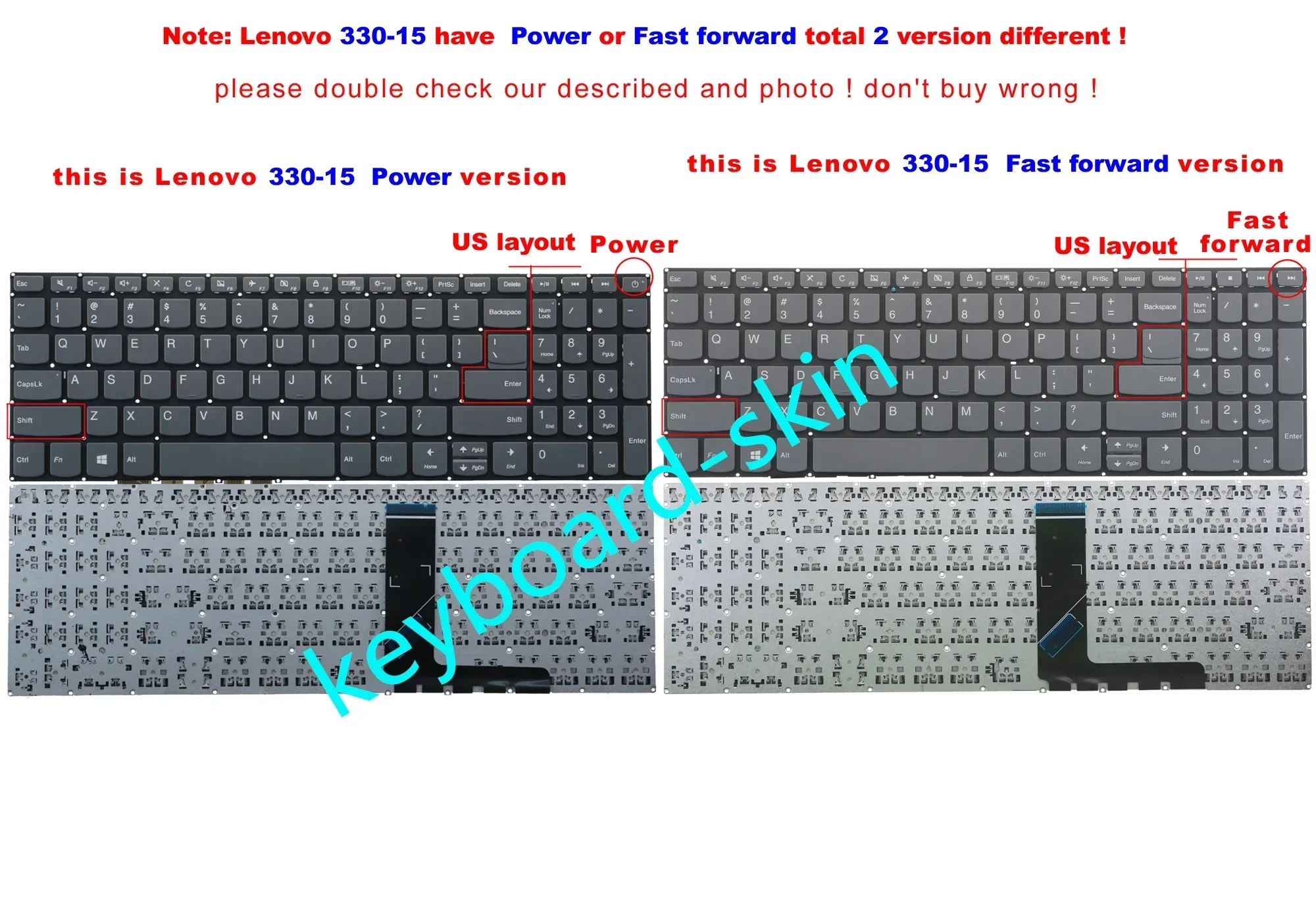 Fast forward US Keyboard No-Backlit for Lenovo 520-15 520-15IKB V330-15IKB 720S-15IKB 320-17IKB 320-17ISK 330S-15ARR 330S-15IKB