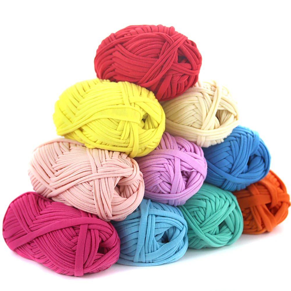 Jingxing, hand knitting spaghetti yarn eco friendly quality, 100g skein, hand craft ribbon T shirt yarn for crocheting