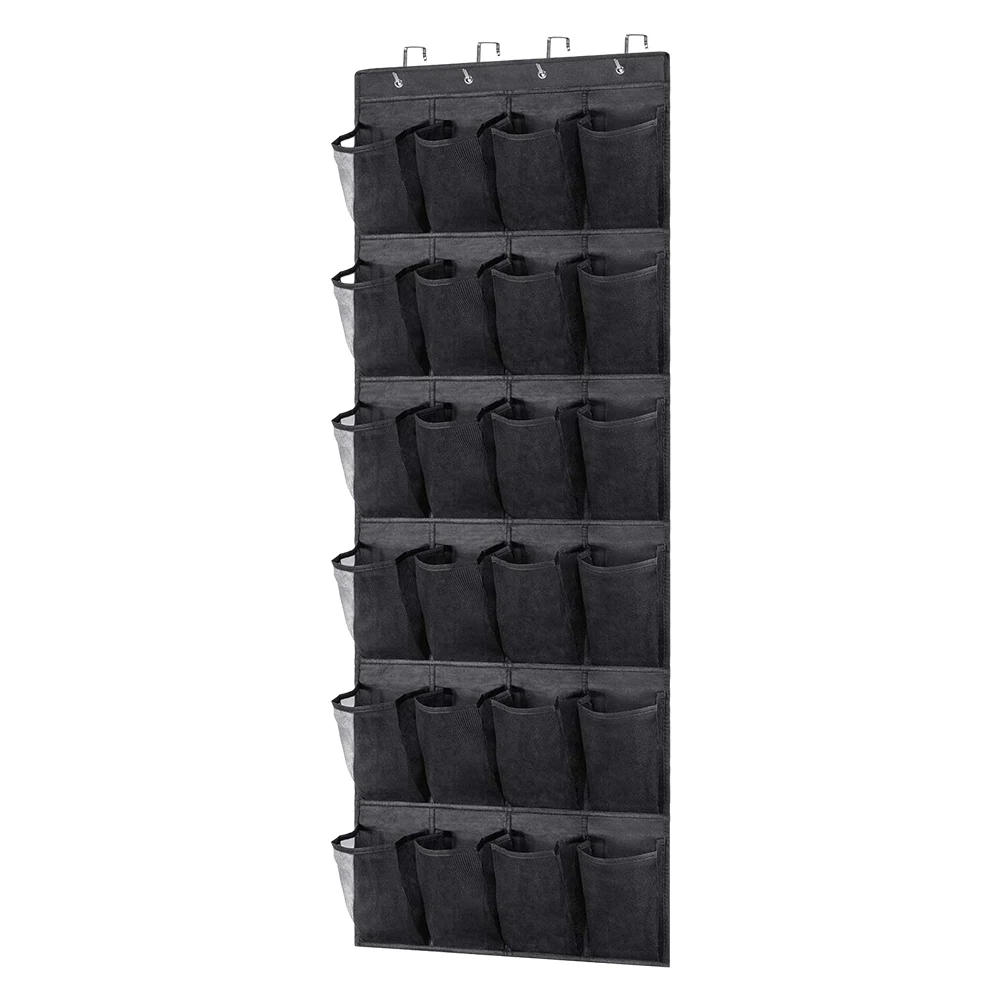 

24 Pockets Wall Storage Bag Nonwoven Hanging Shoe Organiser Rack Behind Doors with 4 Metal Hooks Storage Household Wall Bag