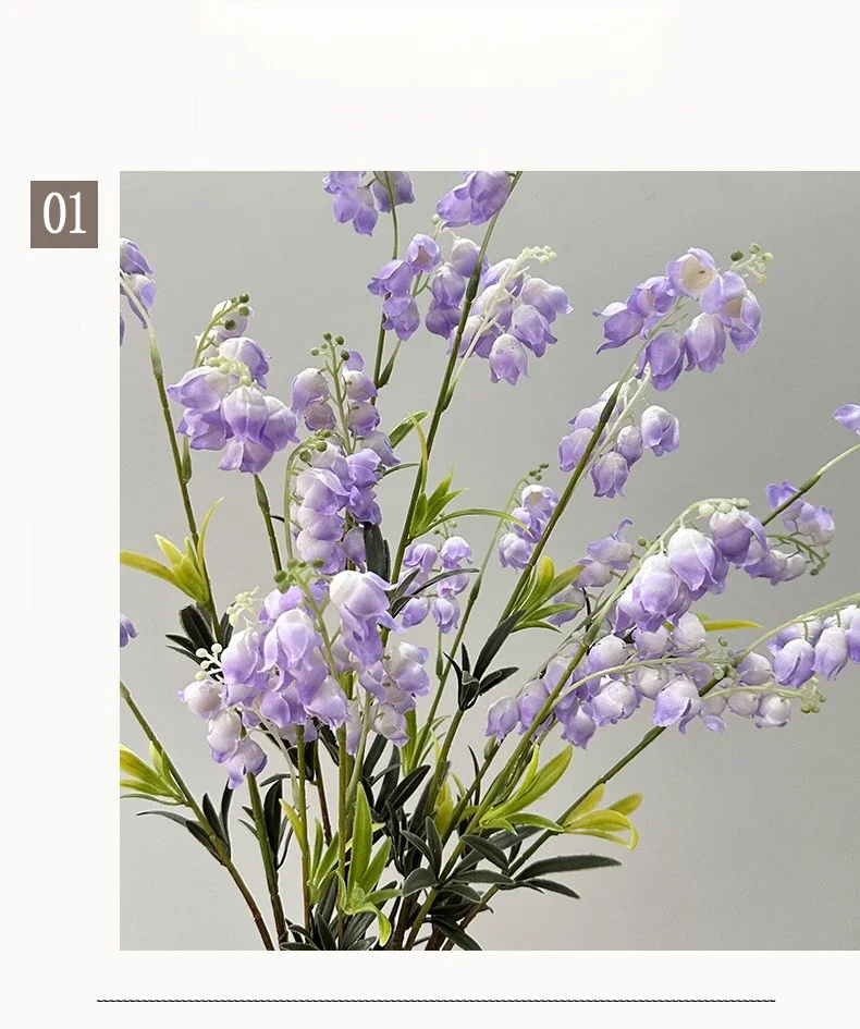 10 Stück Simulationsblumen aus Kunststoff, Canterbury-Glocken-Zweig, Wohnzimmerdekoration, Kunstblumen, Künstliche Gelbe Canterbures-Glocken – Detail 4