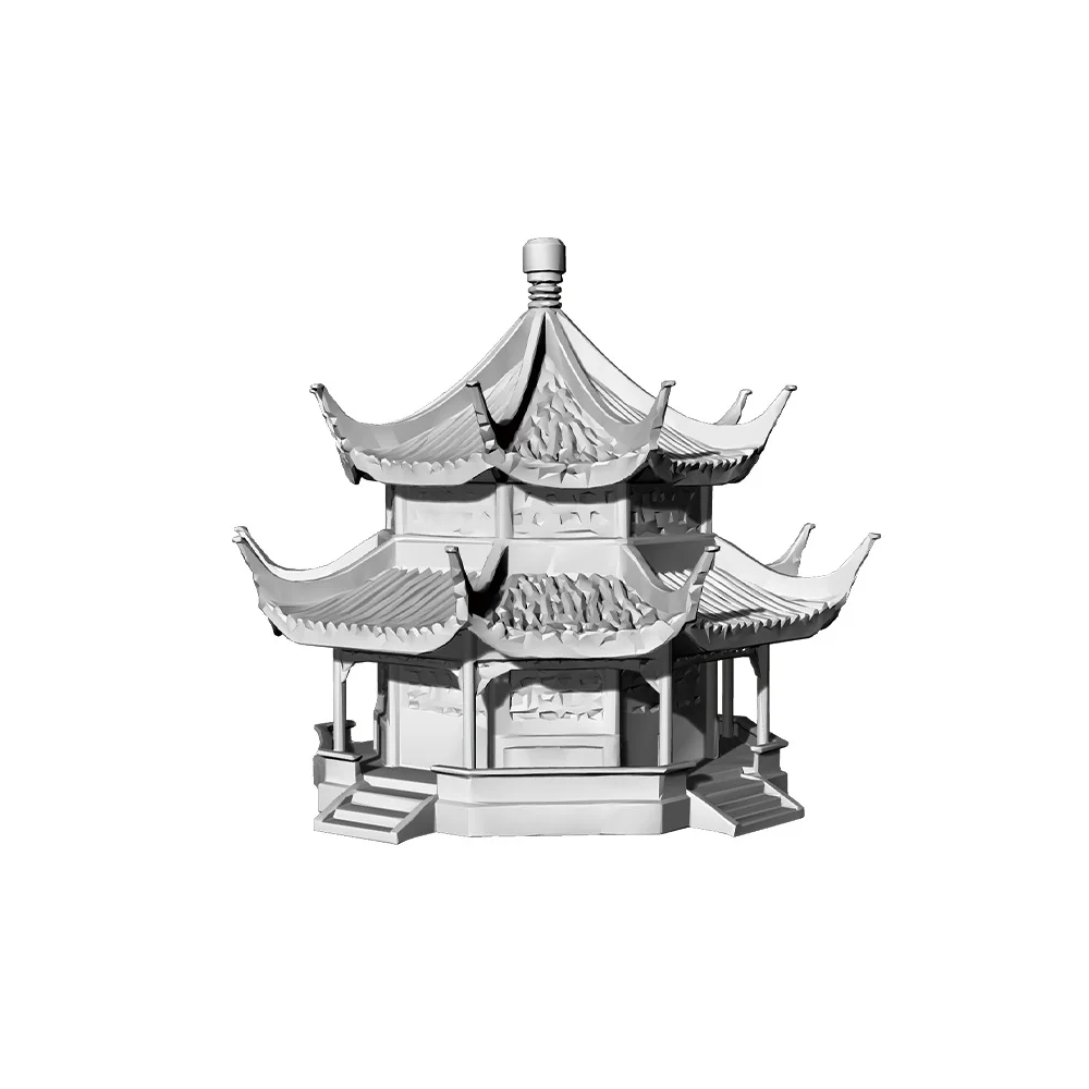 RHMG 1/- Achthoekig Paviljoen 3D Geprint Architectonisch Model Decor Miniatuur Gebouw Voor Deskdesktop Ornament