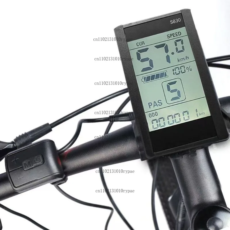 24V - 72V electric bicycle LCD instrument panel with large screen for speed display. S830 comes with USB.