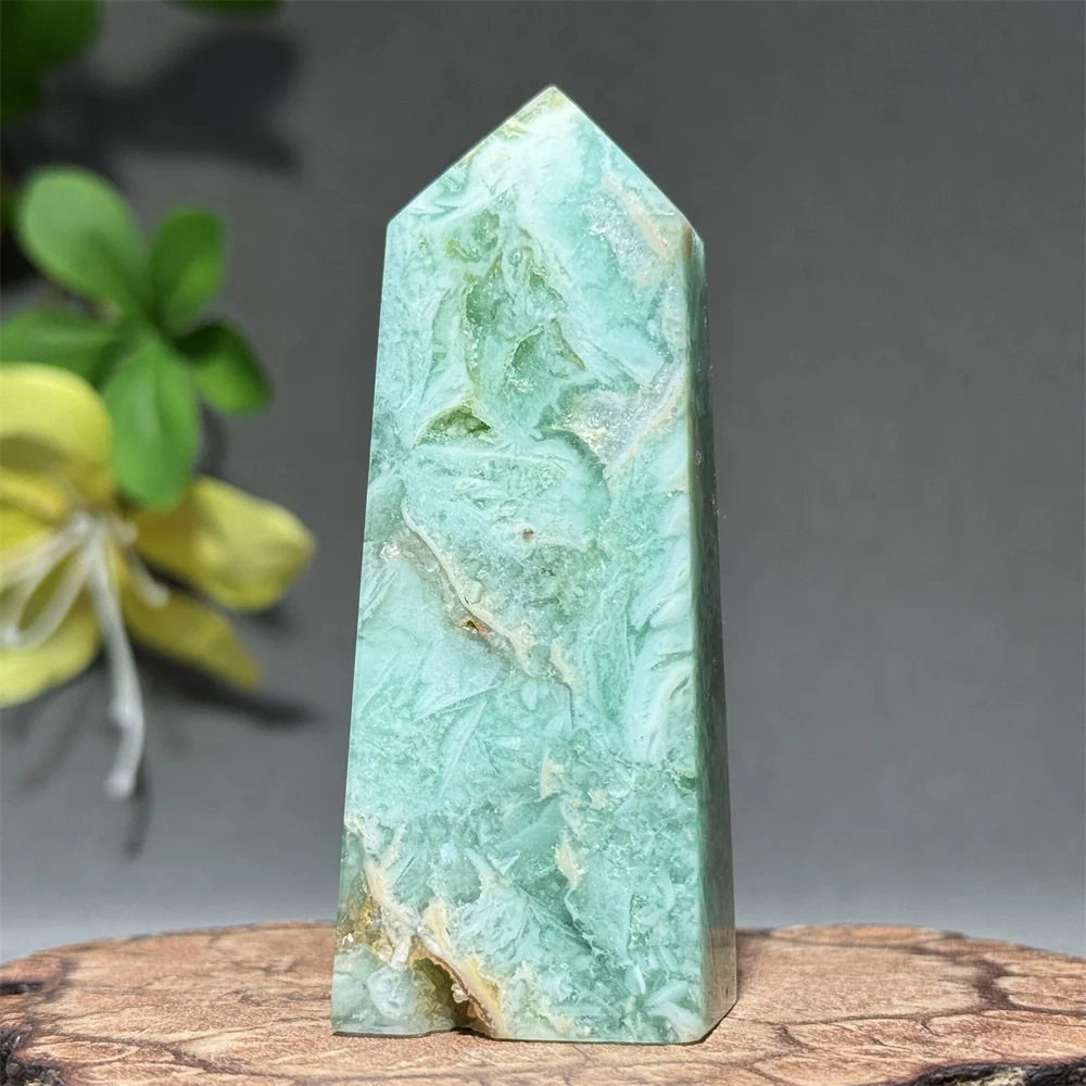 Natural Green Crystal Obelisk Mineral Quartz Gem Home Feng Shui Office Decoration Energy Spiritual Healing Meditation Crystal