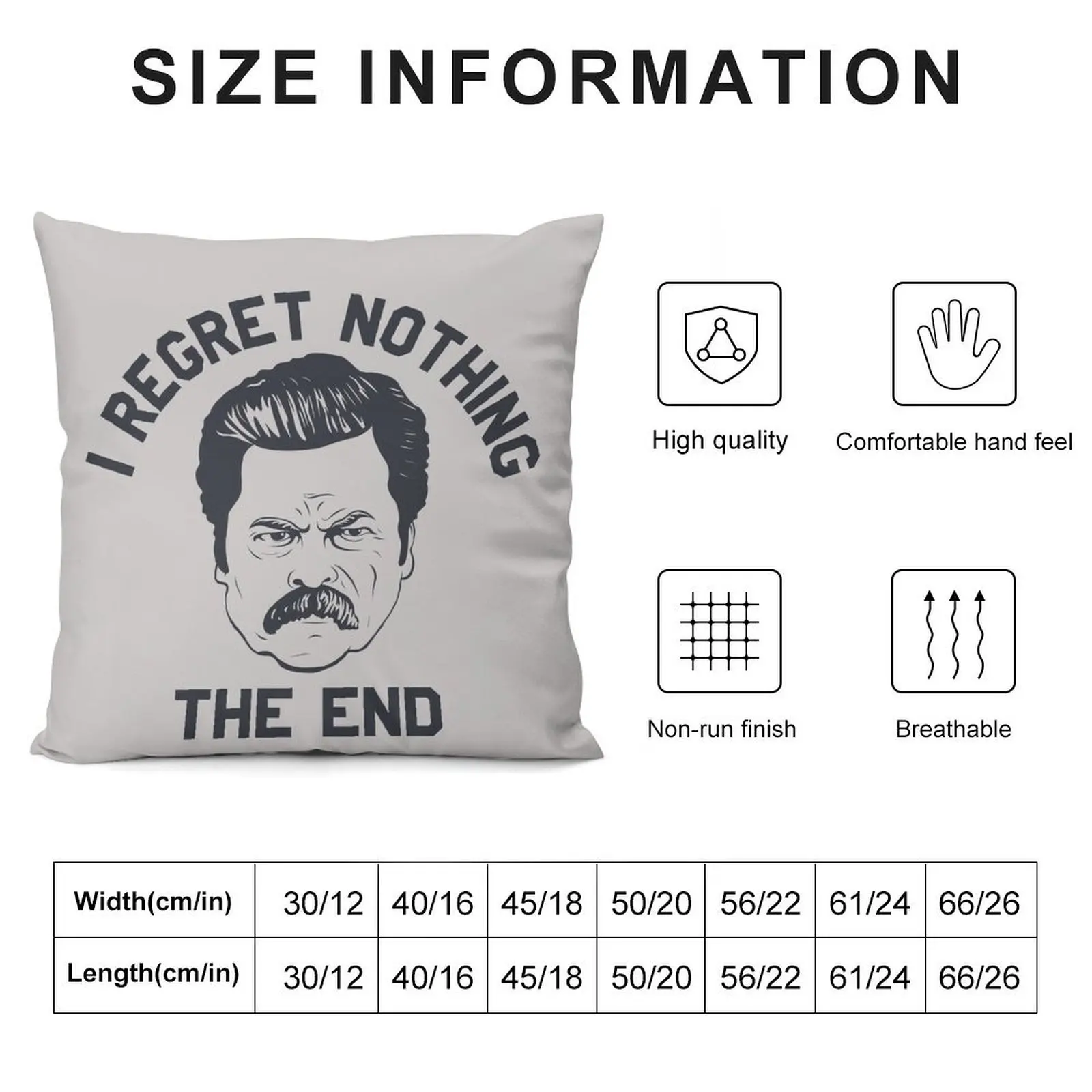 Ron Swanson I regret nothing the end Throw Pillow Pillow Covers Decorative Decorative Sofa Cushion pillow