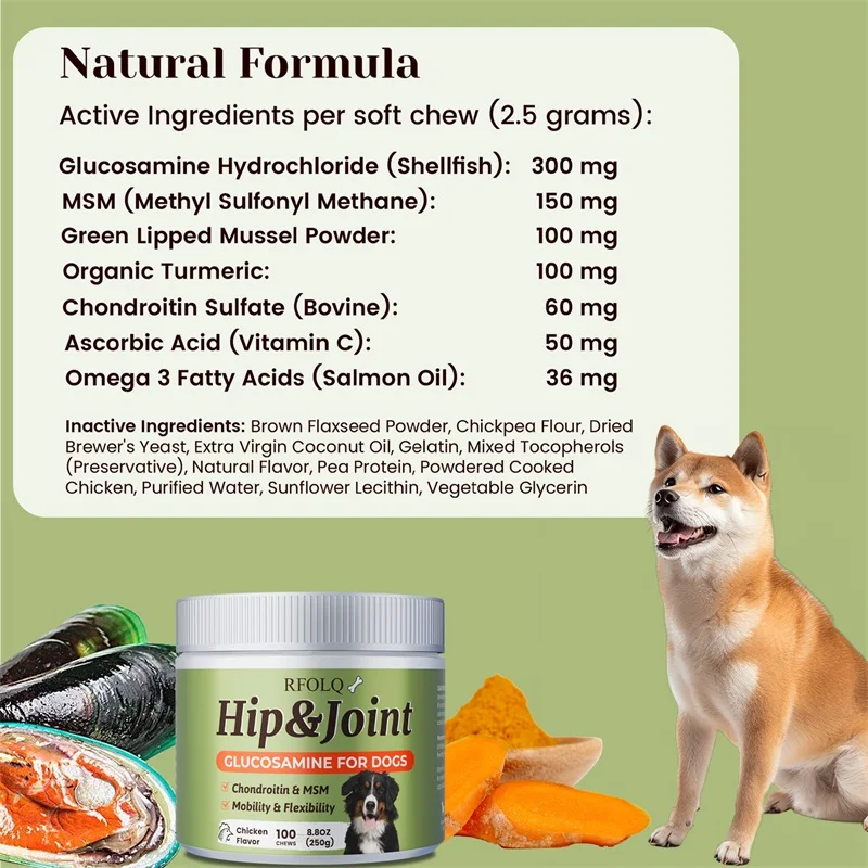 Hip & Joint Chews - Contains Glucosamine To Relieve Dog Joint Pain, Promote Hip and Joint Health, and Boost The Immune System