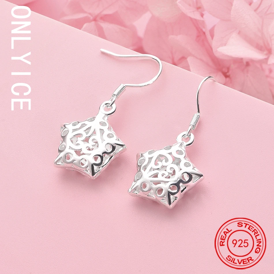 

Fine High Quality 925 Sterling Silver Star Earrings Fashion Jewelry Elegant Hanging Drop Wedding Christmas Gifts