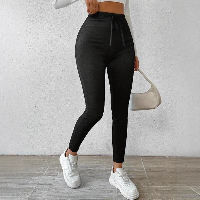 النمط الأوروبي الأمريكي فو الدنيم طماق مرونة الخصر سليم صالح بسط قليلا الدافئة الحد الأدنى تنوعا السراويل للنساء #1