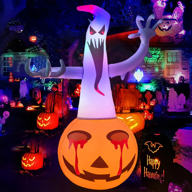 Halloween LED Inflatable Decor Outdoor Yard Giant Inflatable Glow Eyeball Scary Ghost Pumpkin Lighted Inflatable Jack O' Lantern
