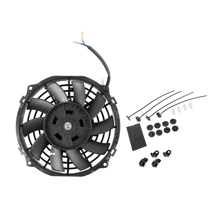 7/9/10/12 Inch Universal Slim Fan Push Pull Electric Radiator Fan Air-Sucking Type Cooling & Mounting Kit 12V 80W 2100RPM