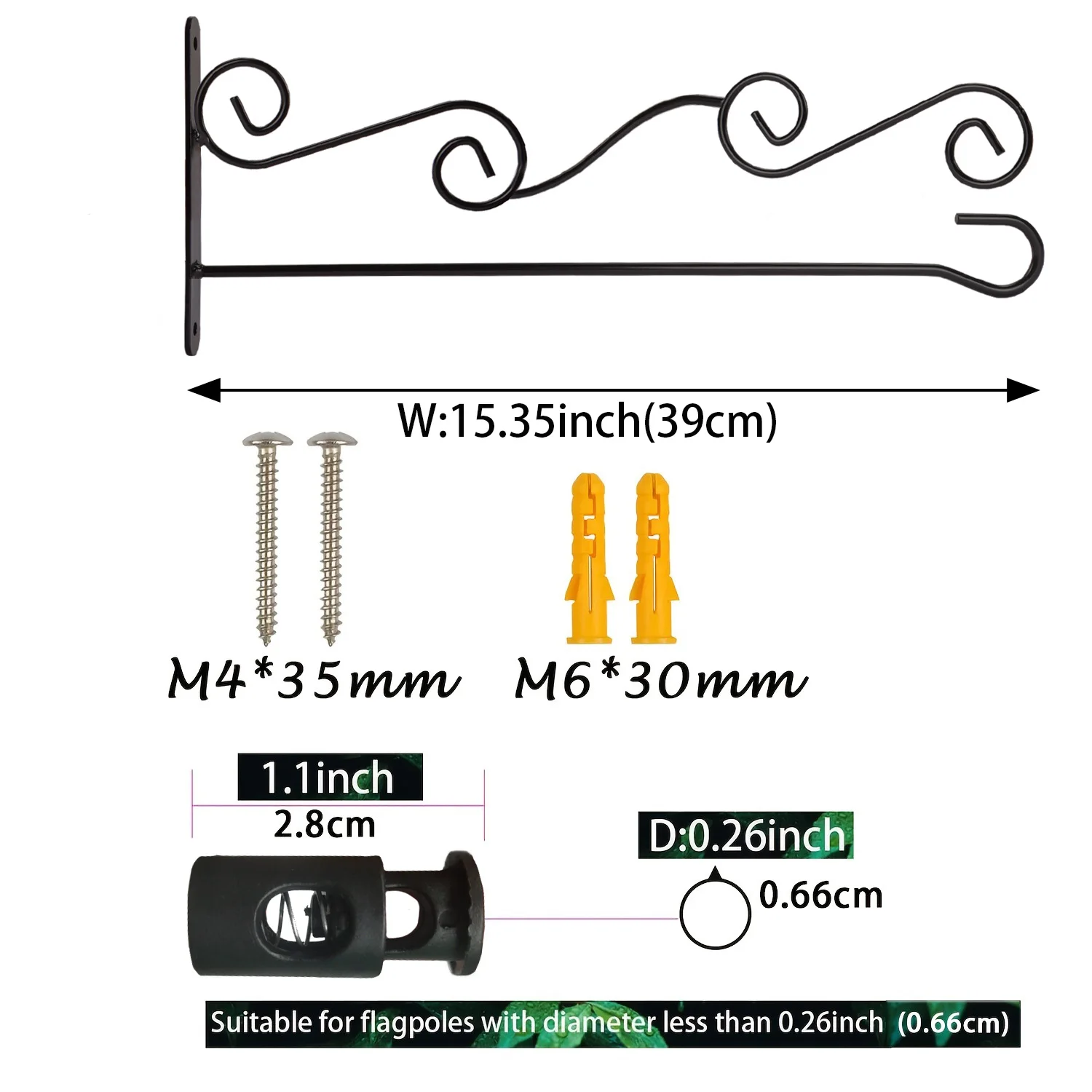 Garden Flag Stand ，Wall Garden Flag Holder,Metal Garden Flag Scroll Hanger,  Mailbox Post Scroll Flag Bracket