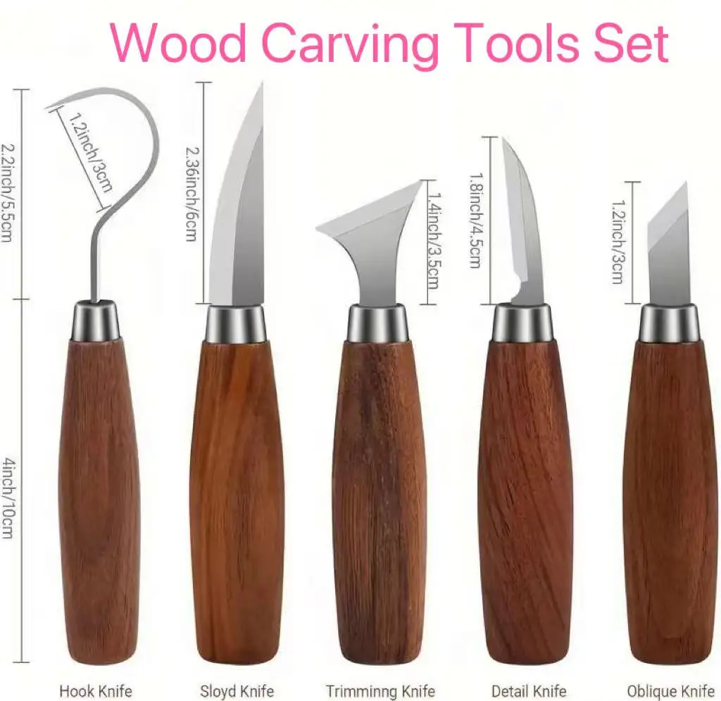 Wood Carving Tools Set Hand Chisel Cutter DIY Woodworking Knife for Spoon Pumpkin Sculpting Gift for Beginners