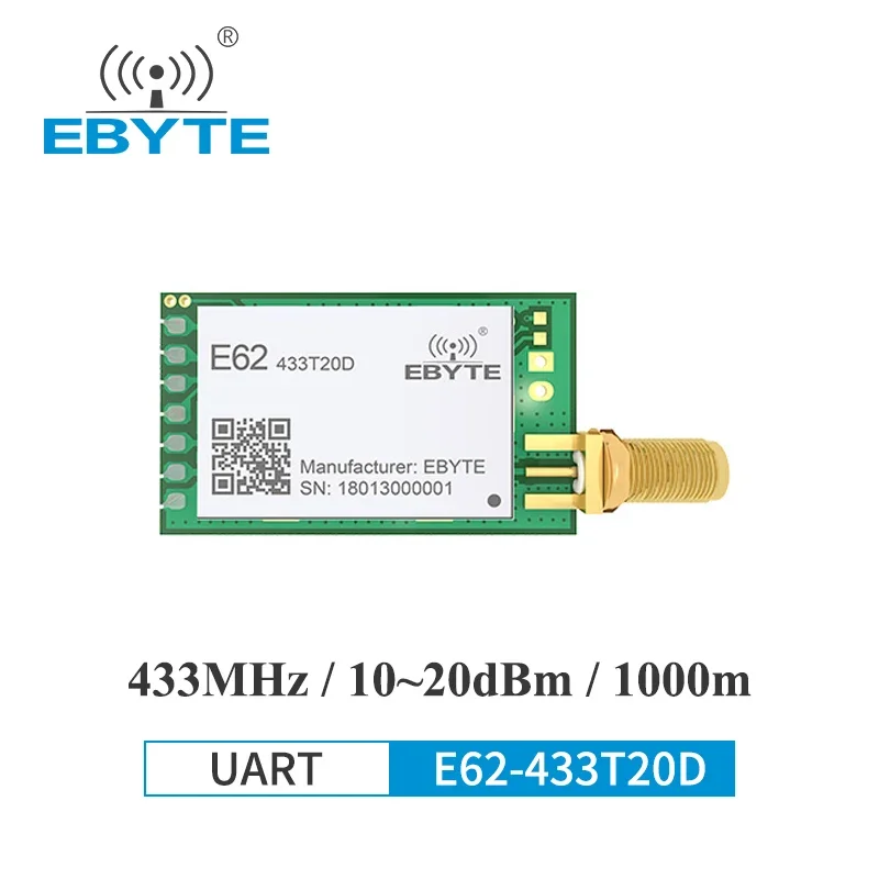 433MHz Full-Duplex Point To Point Wireless RF Transceiver Module Auto Frequency Hopping E62-433T20D 20dBm Long Distance TX RX