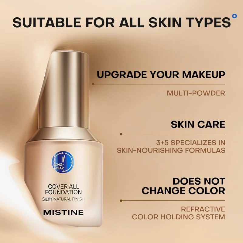 Mistine Golden Blue Silver White Oil Control long-lasting Liquid Foundation Base Makeup 30g 24 hour long-lasting Cosmetics