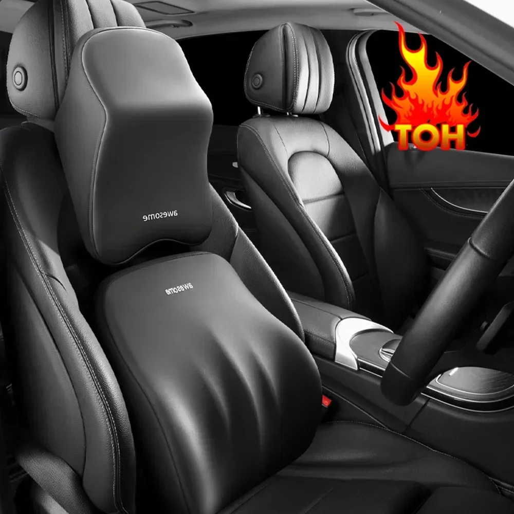 TOH Car Headrest Lumbar Support Pillow Memory Foam Neck Cushion With Shoulder Protector For Enhanced Comfort Tools visible