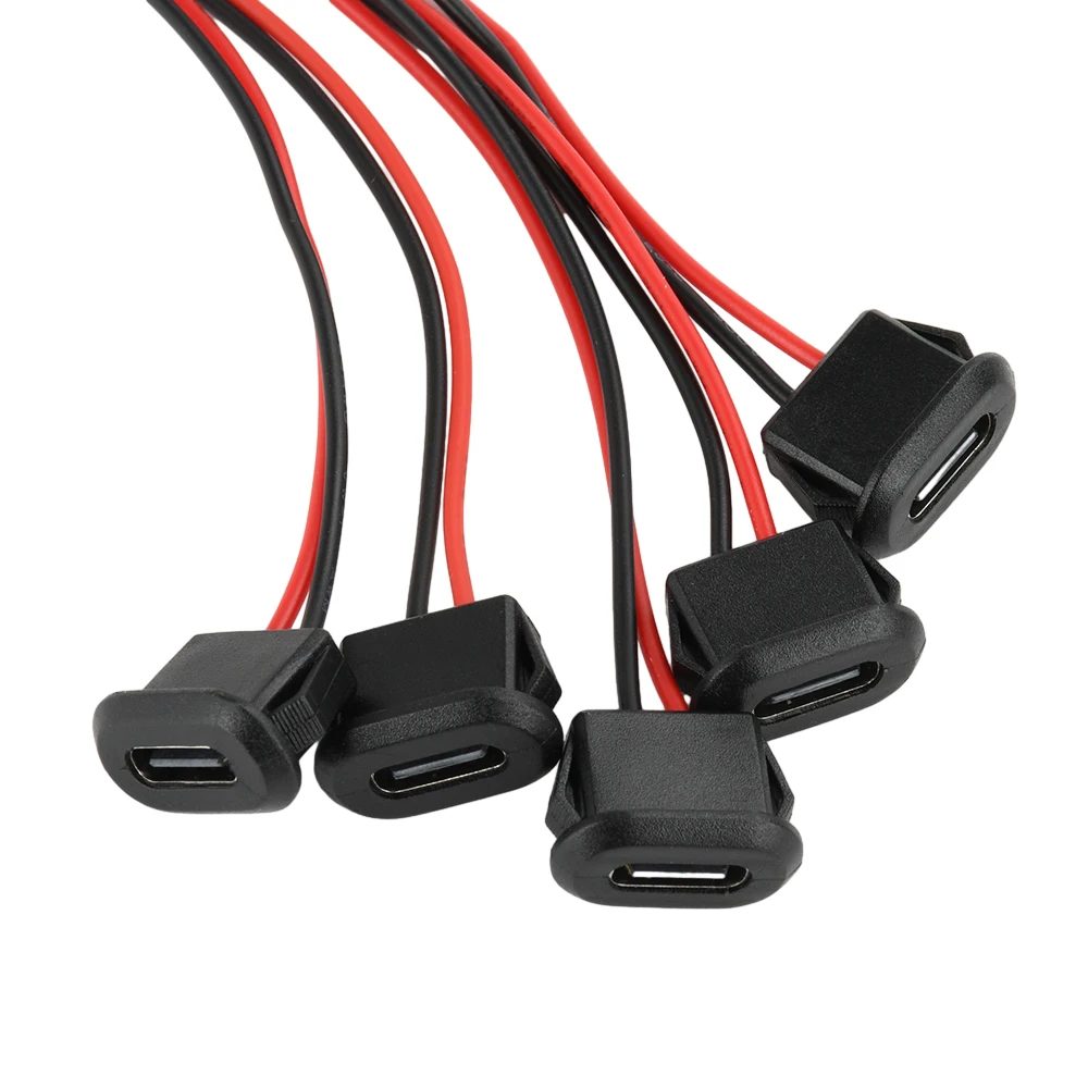 

5pcs Ip67 Type-C Female Socket Waterproof 2P Injection Direct Pressure Female Socket Usb Connector Suitable For Desk Lamp Car