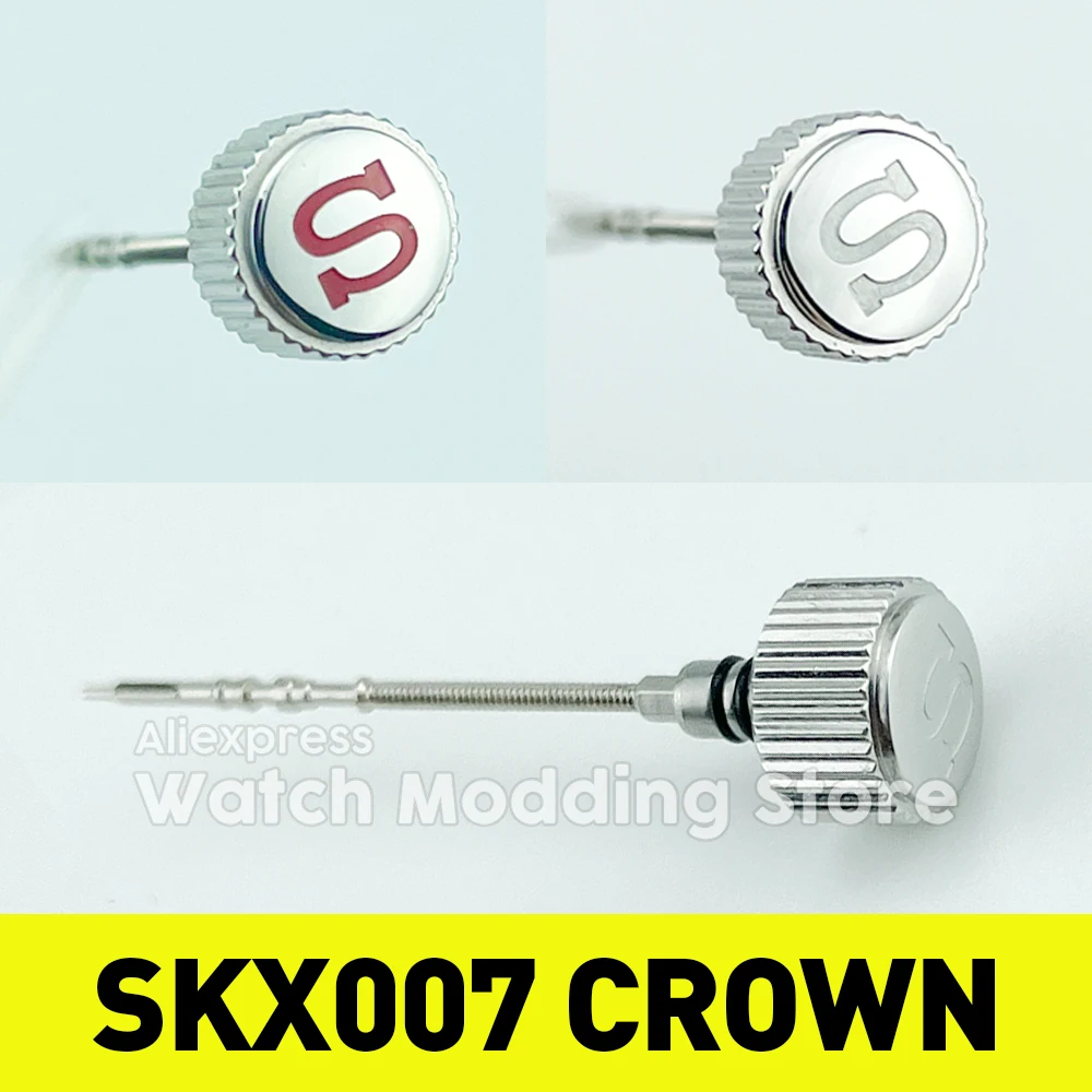 SKX007 Crown Compatible With 7S26 NH35 NH36 4R36 6R15 Movement Engraved Signed 'S' Mod Parts 2 Gaskets
