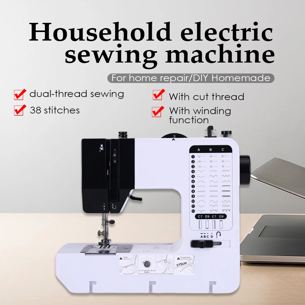 

Inne Portable Mini Handy Sewing Machine Replaceable Presser Foot 38 Stitches Overlock Knitting Start Button Electrec With Pedal