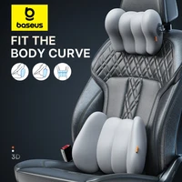 Baseus-almohada para el cuello del coche, reposacabezas para la cintura, asiento de espuma viscoelástica 3D, soporte para viaje, cojín Lumbar para la espalda del coche, dispositivo transpirable