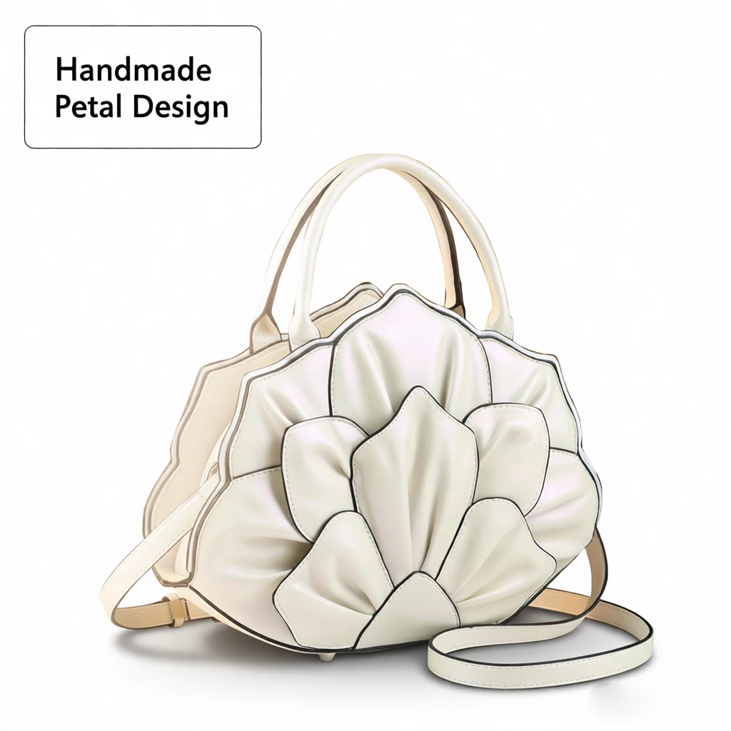 

2024 Весенняя новая женская элегантная модная сумка с цветочным принтом в форме белой розы через плечо, дизайнерская женская сумка через плечо