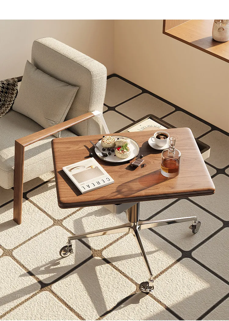 Zml movable height-adjustable tea table/dining table - dual-folding solid wood small tea table for living room, small apartments