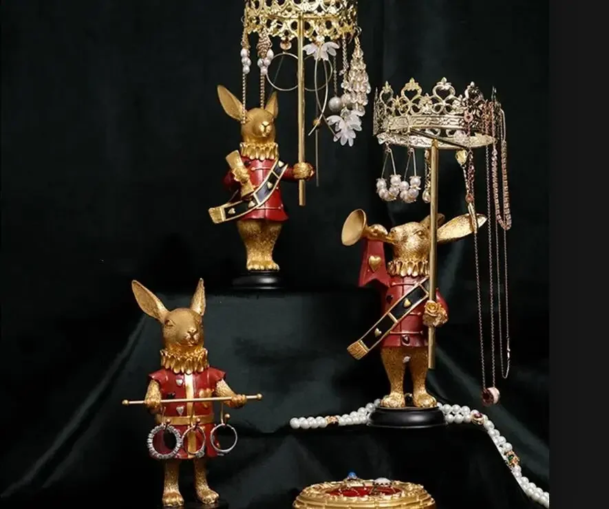 Metal Rabbit Jewelry Rack Display Stand Necklace Earrings Storage Decorative Ornaments Holders Frame